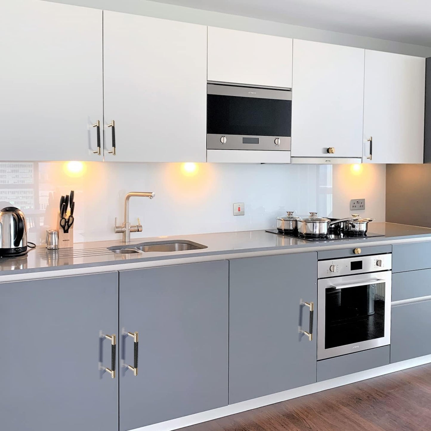 12 Pack 5 Inch 128 Mm Knurled Cabinet Handles Cabinet Pulls Aluminum Handles Knurled Drawer Pulls Gold and Black Oxidation Finish with Diamond Pattern 6.2" Length (5" Hole Center)