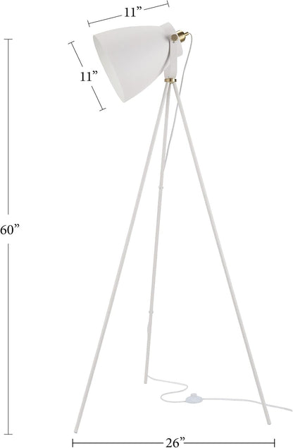 Home 57" Tripod Floor Lamp, Modern, Industrial, Transitional for Bedroom, Living Room, Office, White